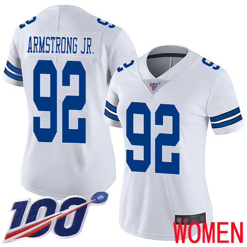 Women Dallas Cowboys Limited White Dorance Armstrong Jr. Road #92 100th Season Vapor Untouchable NFL Jersey